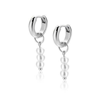 Zinzi ZICH2734 oorbedels 925 zilver imitatieparels wit - 4.2 mm breed x 12 mm hoogte - geen oorringen