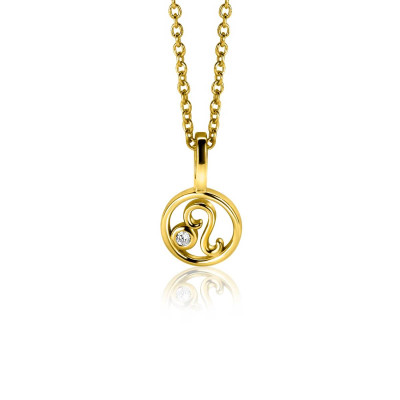 Zinzi Zodiac ZIHY-LEE leeuw hanger goudkleurig zirkonia - 14.5 mm hoog