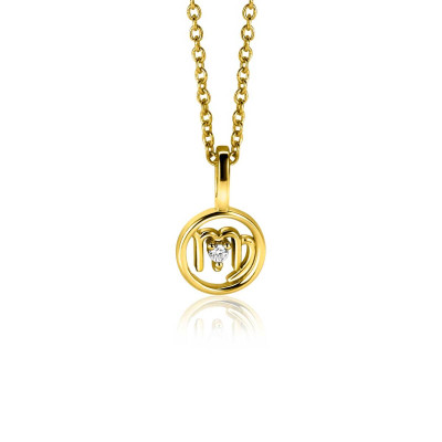 Zinzi Zodiac ZIHY-MAA maagd hanger goudkleurig zirkonia - 14.5 mm hoog