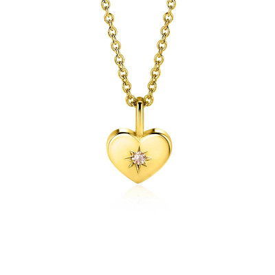 Zinzi Geboortestenen ZIHY-NOV november hart hanger gold plated zirkonia geel - 9.2 mm breed x 13 mm hoog