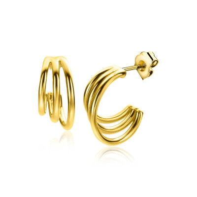Zinzi ZIO2294 oorstekers gold plated glanzend halfrond - 7 mm breed x 16 mm diameter