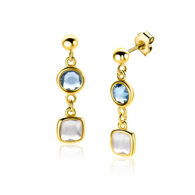 Zinzi Fatima's Favorieten ZIO2526G oorstekers zirkonia - 7 mm breed x 28 mm hoogte