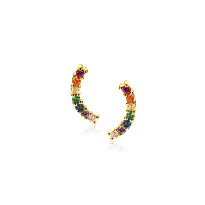 Zinzi ZIO2592 oorknopjes gold plated regenboog zirkonia - 1.7 mm breed x 10 mm diameter