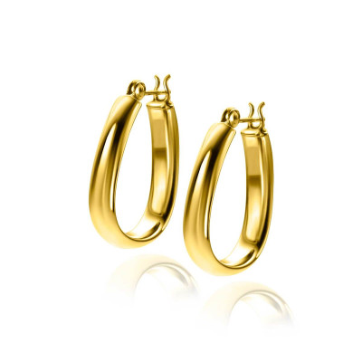 Zinzi ZIO2606G oorringen goudkleurig glanzend gold plated - 4 mm breed x 22 mm hoogte