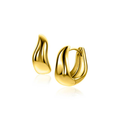 Zinzi ZIO2609G oorringen goudkleurig flow design - 6.5 mm breed x 15 mm diameter