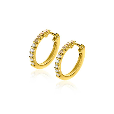Zinzi ZIO2612 oorringen gold plated zirkonia briljant - 2 mm breed x 15 mm diameter