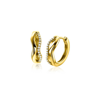 Zinzi ZIO2629Y oorringen gold plated zirkonia rond glanzend - 2 mm breed x 15 mm diameter