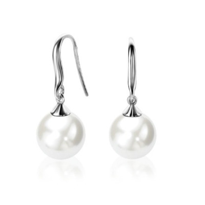 Zinzi ZIO266 parel oorbellen 925 zilver imitatieparels wit - 10 mm breed