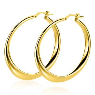 Zinzi ZIO2702G oorringen gold plated goudkleurig glanzend - 3 mm breed x 40 mm diameter