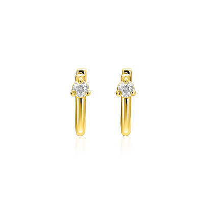 Zinzi Fatima's Favorieten ZIO2733Y oorringen verguld zirkonia - 2 mm breed x 14 mm hoogte