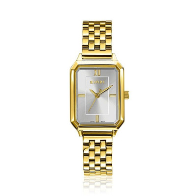Zinzi ZIW2533GB horloge gold plated stalen band zilverkleurige wijzerplaat analoog quartz