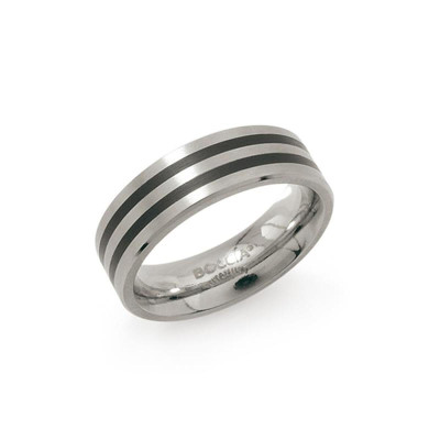 Boccia Titanium 0101-17 zilverkleurige ring met donkere strepen titanium 6 mm breedte