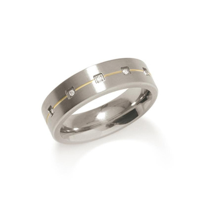 Boccia Titanium 0101-19 diamanten ring 0.025 crt bicolor verguld 6 mm breed