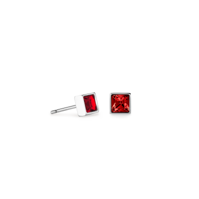 Coeur de Lion 0501/21-0317 - Vierkante oorstekers met rood kristal