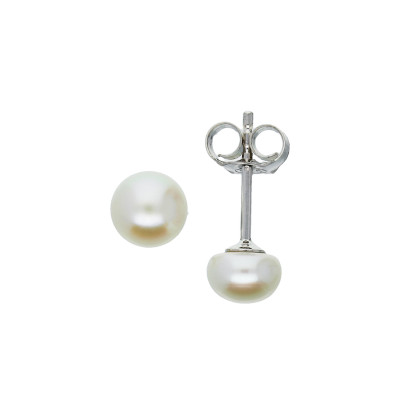 GLOW 106.0425.05 parel oorstekers 925 zilver glanzend afgewerkt - 5 mm diameter