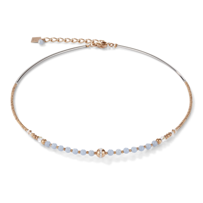 Coeur de Lion 4992/10-0720 - Bolletjes edelsteen ketting met roségoudkleurige plating - Lengte verstelbaar 41.5 cm