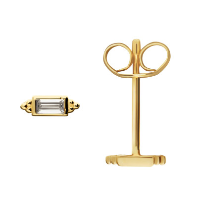 GLOW 206.1400.00 oorstekers gouden rechthoek transparante zirkonia - 5 mm