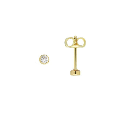 GLOW 206.2021.02 oorknopjes 14-karaat goud zirkonia glanzend rond - 2 mm diameter