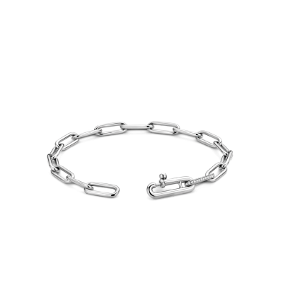 TI SENTO Milano 2936ZI - Gerhodineerd zilveren schakelarmband met ovale schakels