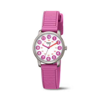 Boccia Titanium 3373-03 – Titanium horloge voor kinderen met roze siliconen band