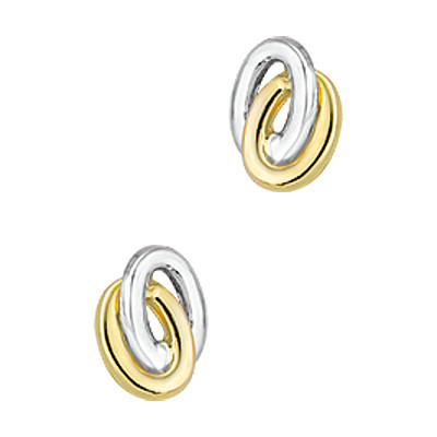 Gouden bicolor oorstekers met twee rondjes - 7.5 mm