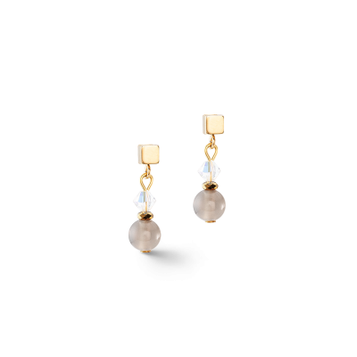Coeur de Lion Festive Spheres 4345/21-1216 - Oorhangers goudkleurig met agaat en kristal
