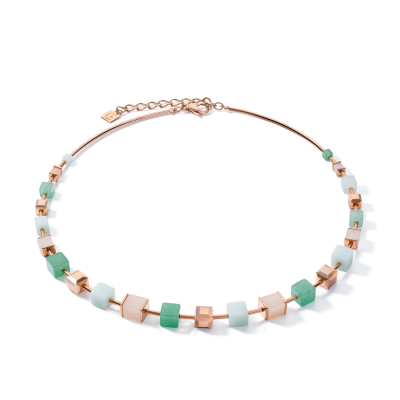 Coeur de Lion 5059/10-0510 - Chique collier met amazoniet en aventurijn kristallen - Lengte verstelbaar tot 52 cm