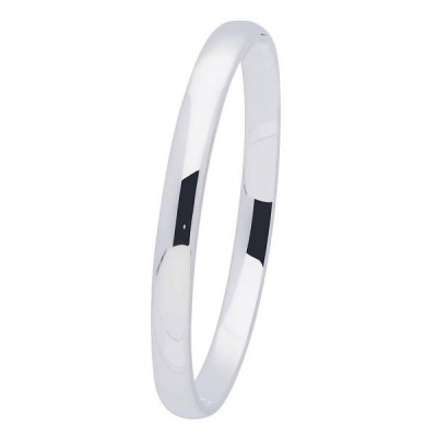 Zilveren graveerbare slavenarmband met glanzende afwerking 7 mm breed - Diameter 60 mm