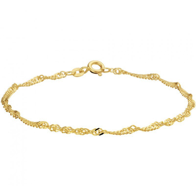 14-karaat gouden schakelarmband met Singapore schakels 2.3 mm breed - Lengte 19 cm