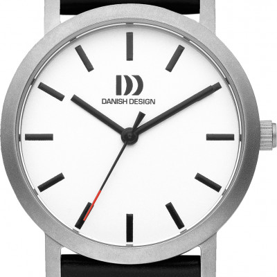 Danish Design Rhône Stripe IV12Q1108 - Dameshorloge titanium-leer grijs-wit-zwart 30 mm