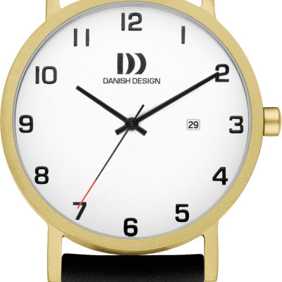 Danish Design Rhine Nmbrs IV81Q199 - Dameshorloge titanium zwart-wit-goudkleurig 30 mm