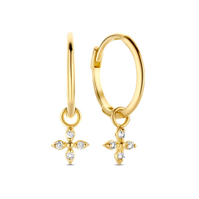 Jackie Gold JKE22.263 14-karaat gouden oorringen met bloemen hangers van topaas - Diameter 10 mm