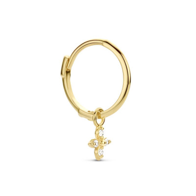 Jackie Gold JKS22.263 - oorring met transparante topaas bloem van 14-karaat goud - per stuk