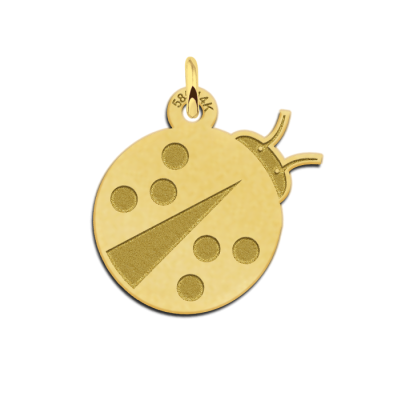 14-karat gouden lieveheersbeestje hanger van 16 mm breed