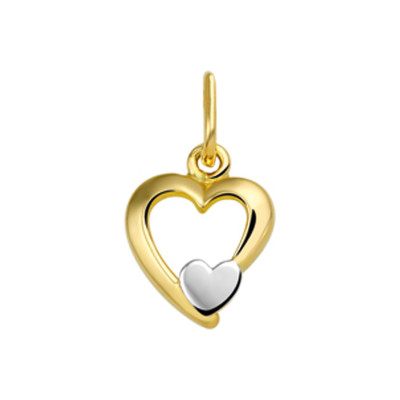 Bicolor hanger met twee hartjes - 8.5 mm x 8 mm