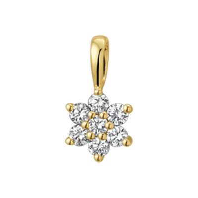 Gouden hanger met bloem en diamanten - 10 mm x 6 mm