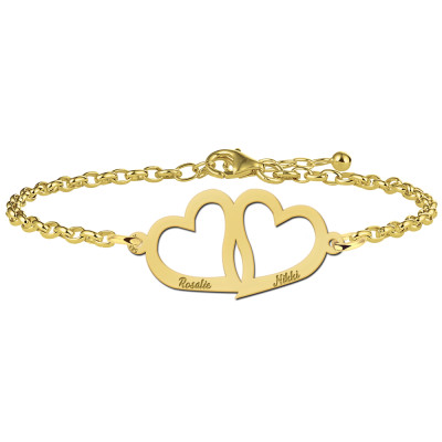 Names4ever MJ016399 - Gouden hartjes armband met gepersonaliseerde gravure