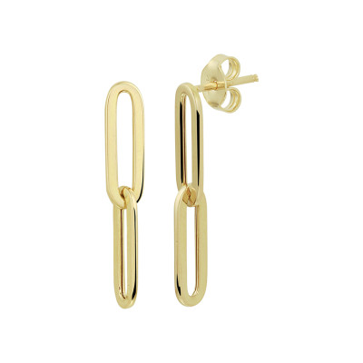 Paperclip oorhangers goud 14-karaat - 5 mm x 27 mm