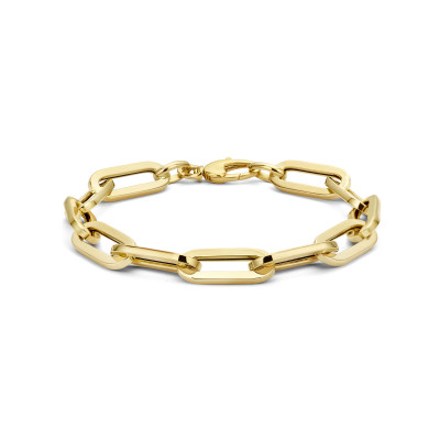 14-karaat geelgouden schakelarmband met paperclip patroon