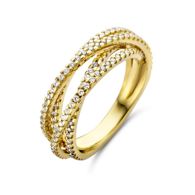 Gouden pavé crossover ring met diamanten 0.66 crt
