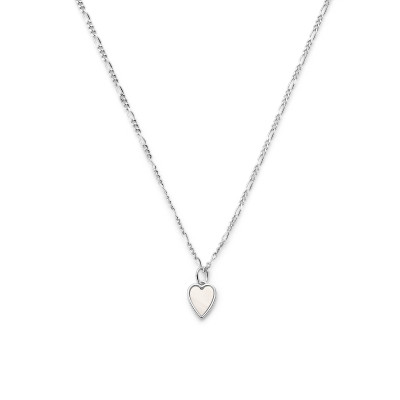 Hartje 1.5 mm ketting gerhodineerd zilver met parelmoer - Lengte verstelbaar 41-44 cm