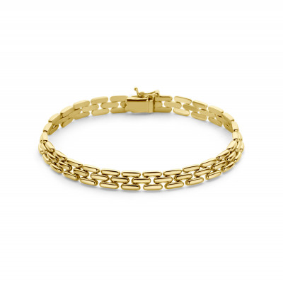 14-karaat gouden schakelarmband met ovale schakels en stevige sluiting