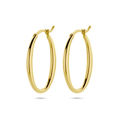 Ovale oorringen 14-karaat goud - Hoogte 28 mm