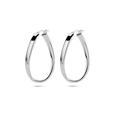 Ovale oorringen zilver gerhodineerd - Hoogte 34 mm