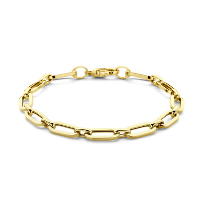 14-karaat gouden schakelarmband met paperclipschakels