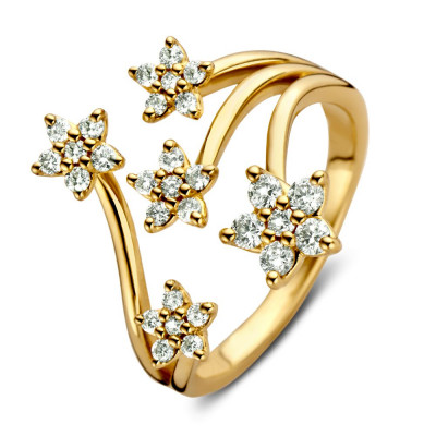 Schitterende gouden ring met sterren van diamant 0.51 crt