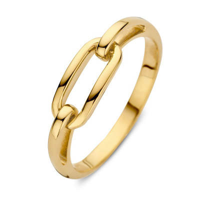 14-karaat gouden ring met brede open schakel 5 mm x 11 mm