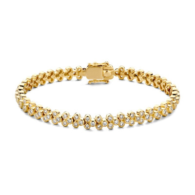 Diamanten armband 2.45 crt van 14-karaat goud en 5.5 mm breed - Lengte 17.5 cm