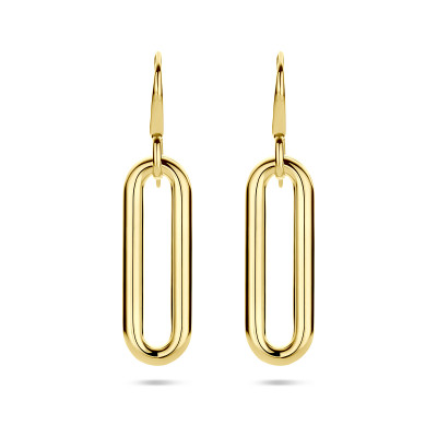 14-karaat gouden oorhangers ovaalvorm met glanzende afwerking - 33 x 11 mm