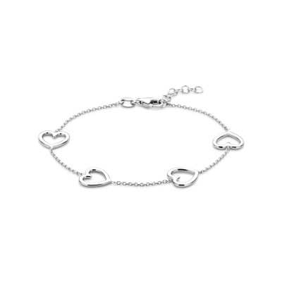 Hartjes armband van 925 glanzend zilver met open ontwerp van 10.5 mm -  Lengte 17-19 cm